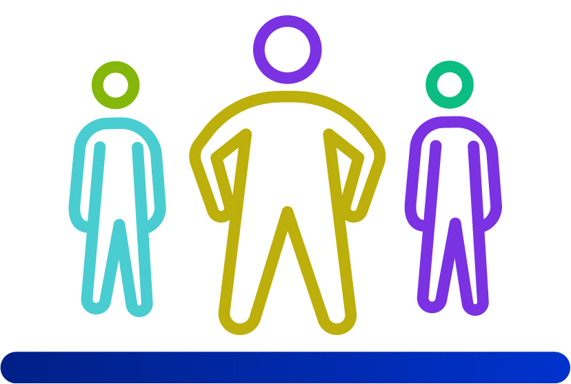 Drei Figuren, von denen die mittlere viel näher an der Linse steht und eine deutlich dominante Haltung einnimmt.